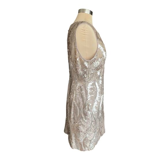 Adrianna Papell Lace & Sequined Sleeveless Sheath Dress Sz 14 Cocktail Prom Glam - Picture 4 of 9